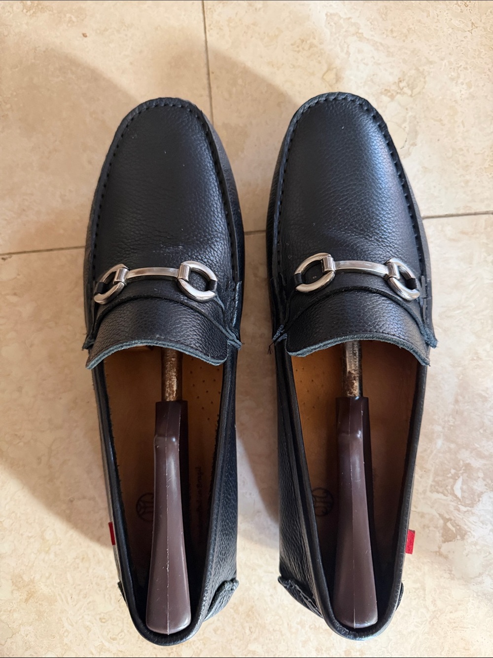 Marc Joseph Black Pebbled Leather Horsebit Loafers